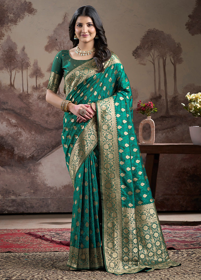 Green Spun Silk Saree With Blouse Piece Real Cheap Online