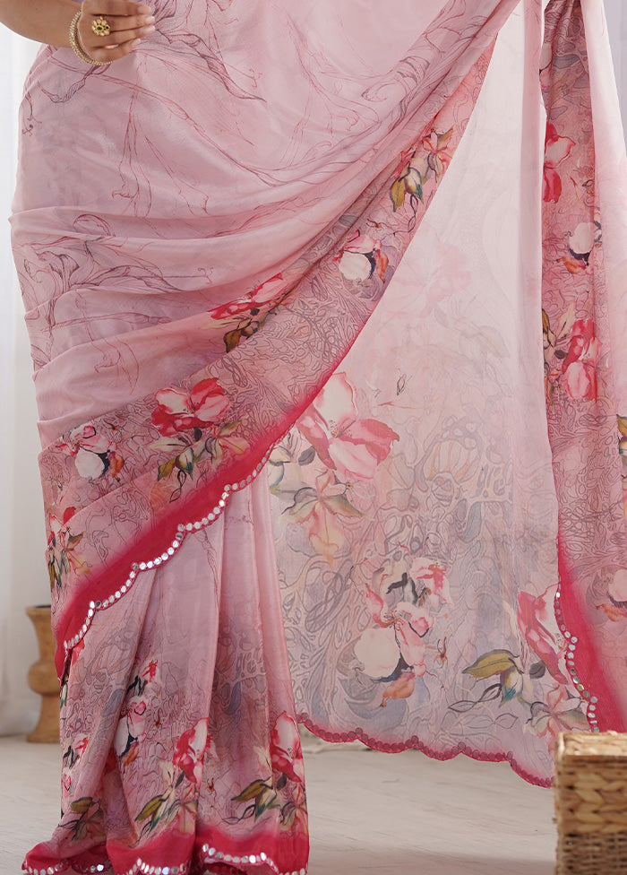 Pink Spun Silk Saree With Blouse Piece Online Online For Sale