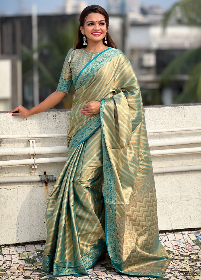 Blue Spun Silk Saree With Blouse Piece Footlocker Pictures