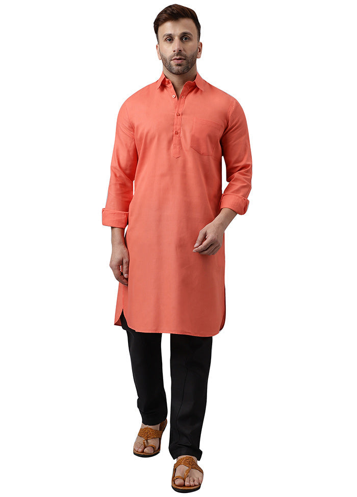 2 Pc Red Viscose Kurta Pajama Set Cheap Sale Brand New Unisex