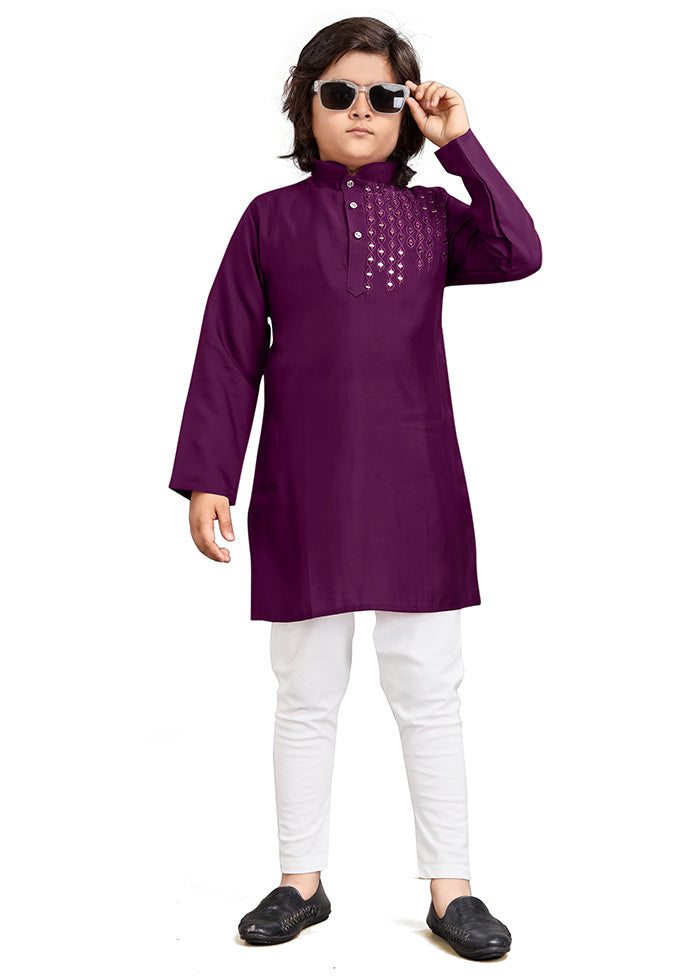 Purple Viscose Kurta Pajama Set Cheap Sale Sale