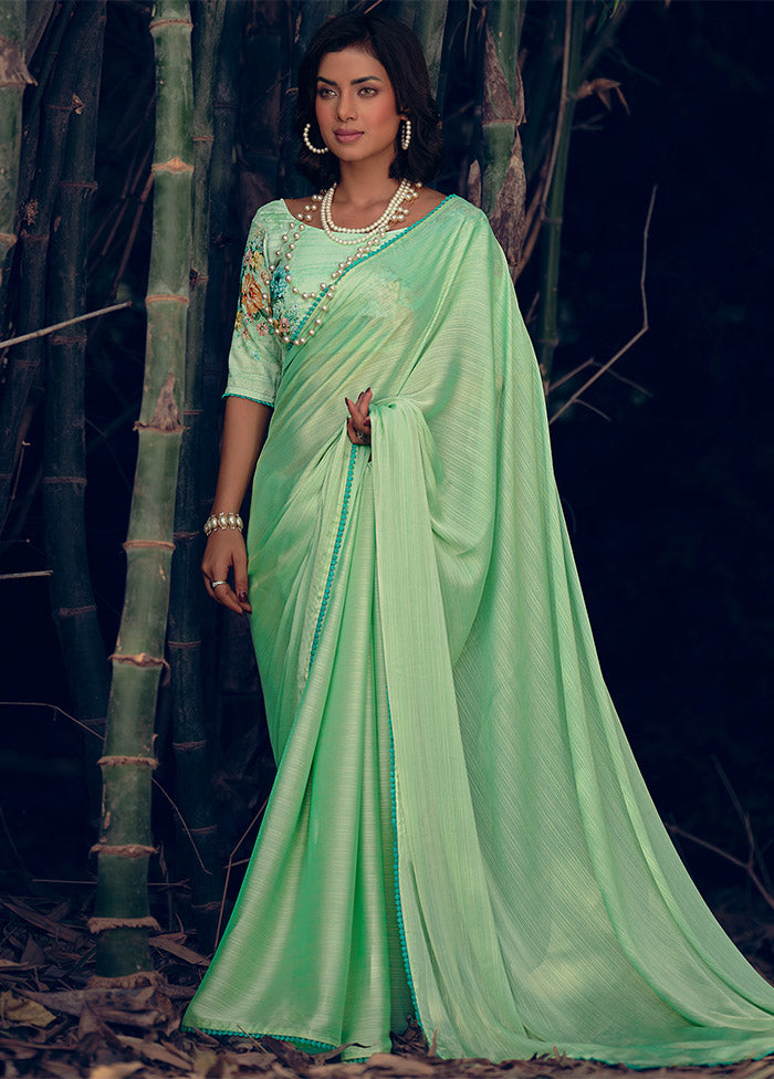 Green Dupion Silk Saree With Blouse Piece Shop Offer Cheap Pice