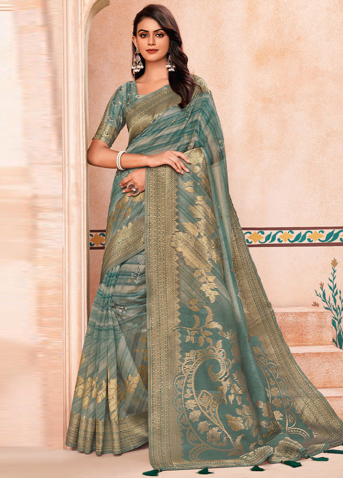 Grey Spun Silk Saree With Blouse Piece Buy Cheap New