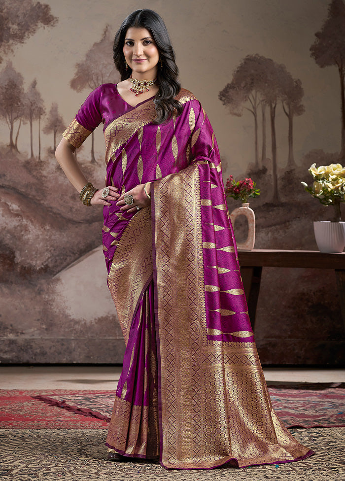 Purple Spun Silk Saree With Blouse Piece Clearance Purchase