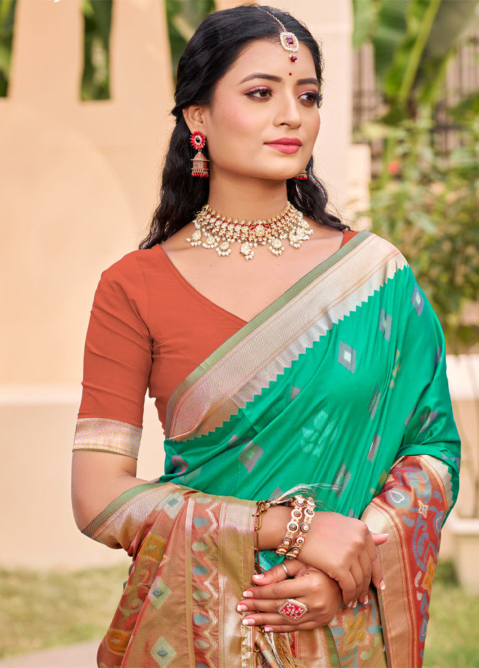 Sea Green Spun Silk Saree With Blouse Piece Buy Cheap Visit