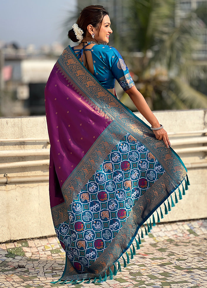 Magenta Spun Silk Saree With Blouse Piece Discount Footaction