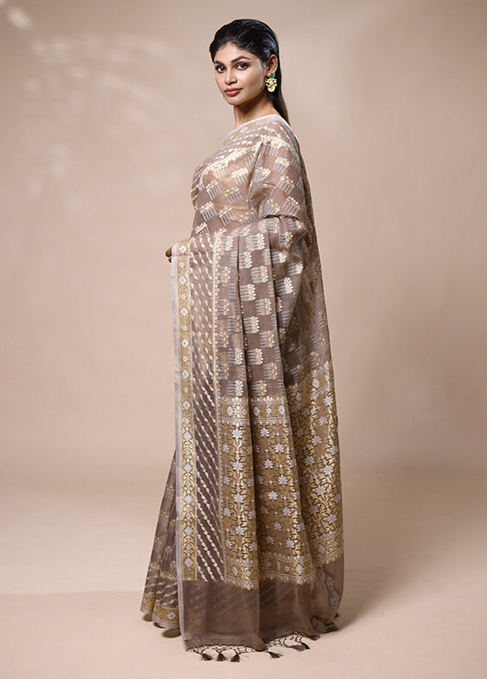 Grey Kora Silk Saree With Blouse Piece Cheap Footlocker