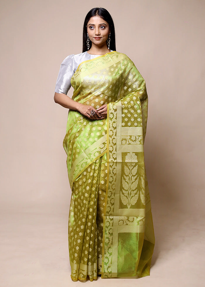 Green Tissue Silk Saree With Blouse Piece Collections Cheap Pice