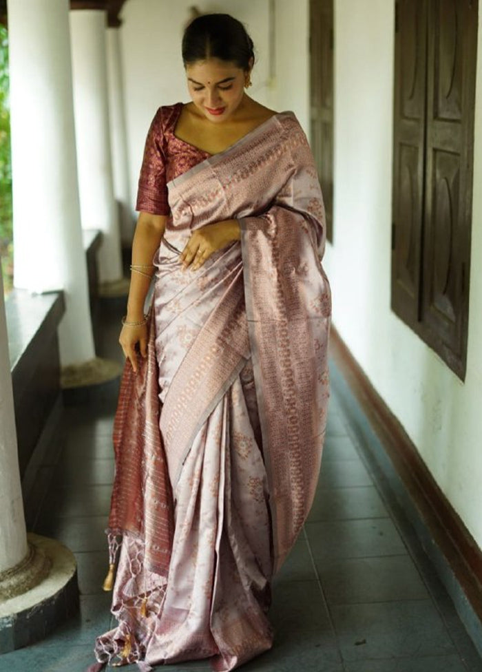 Grey Spun Silk Saree With Blouse Piece Sale Best Pices