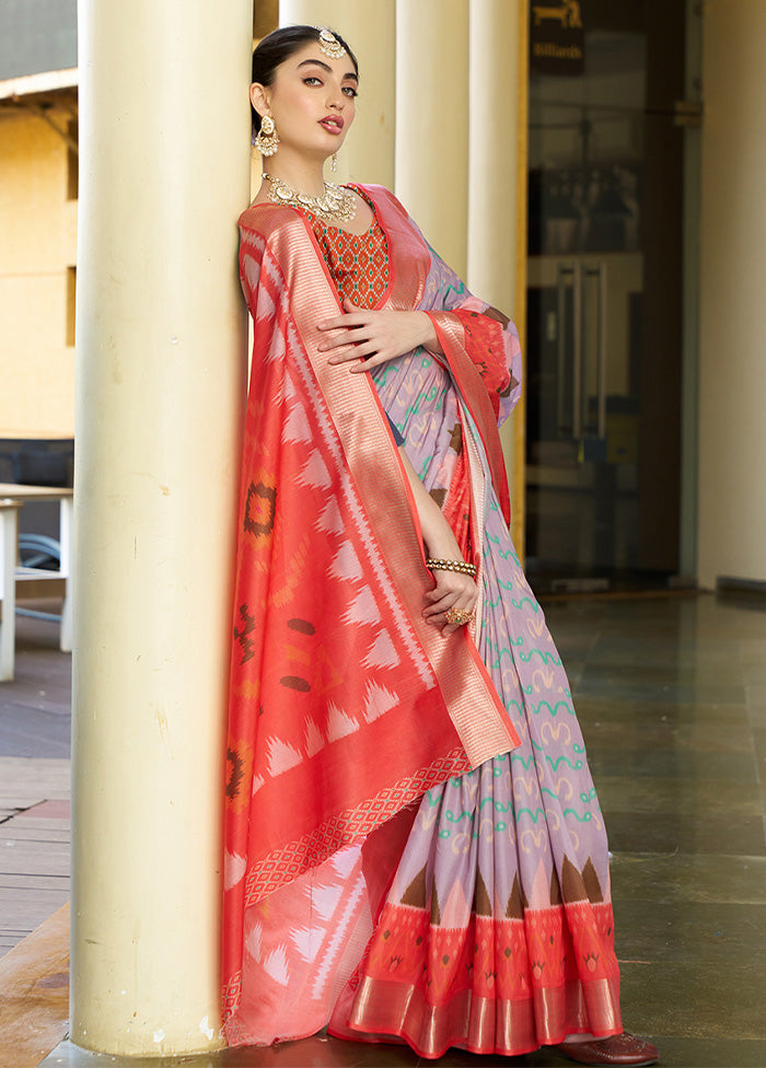 Purple Crepe Silk Saree With Blouse Piece With Paypal Cheap Pice