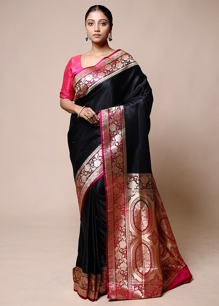 Black Banarasi Silk Saree With Blouse Piece Discount Tumblr