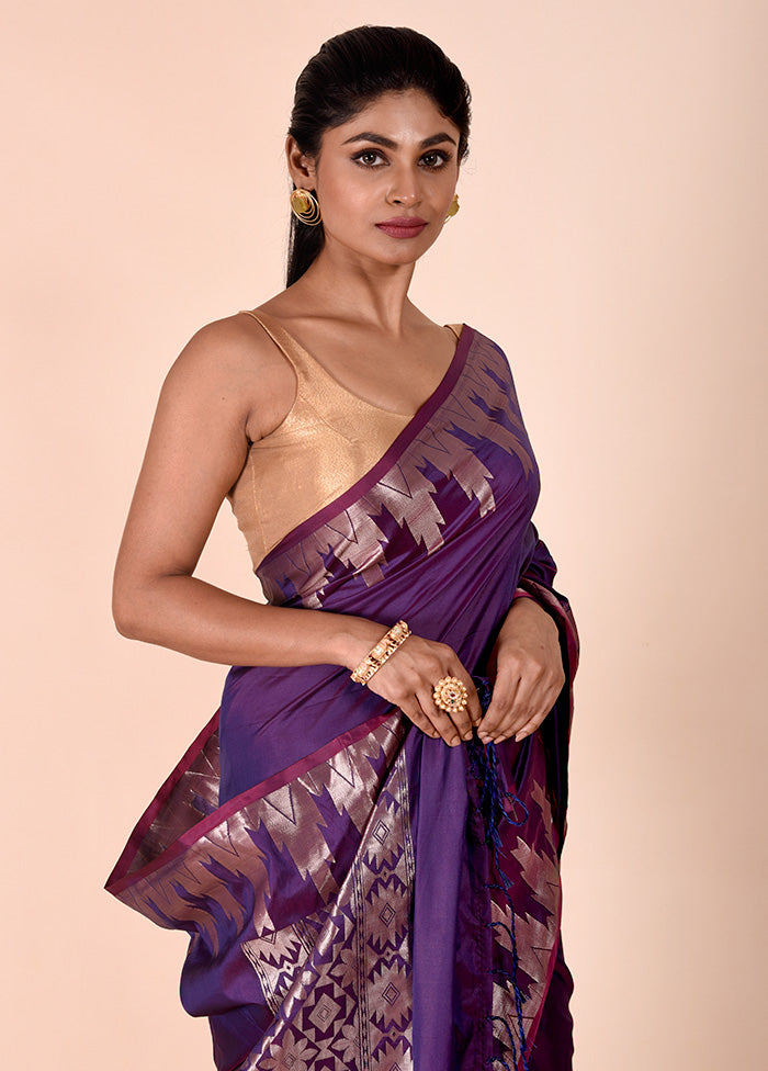 Purple Cotton Saree With Blouse Piece Best Wholesale Online