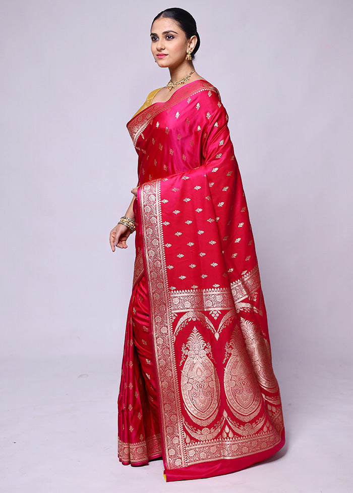 Pink Banarasi Silk Saree With Blouse Piece Deals Cheap Online