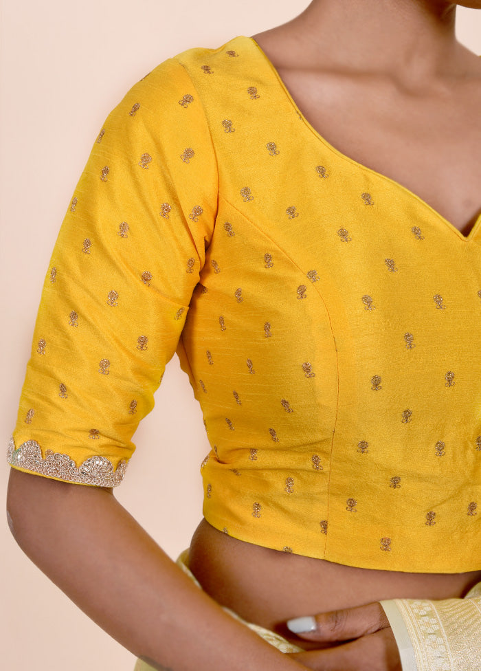 Yellow Dupion Silk Designer Blouse Where To Buy Low Pice