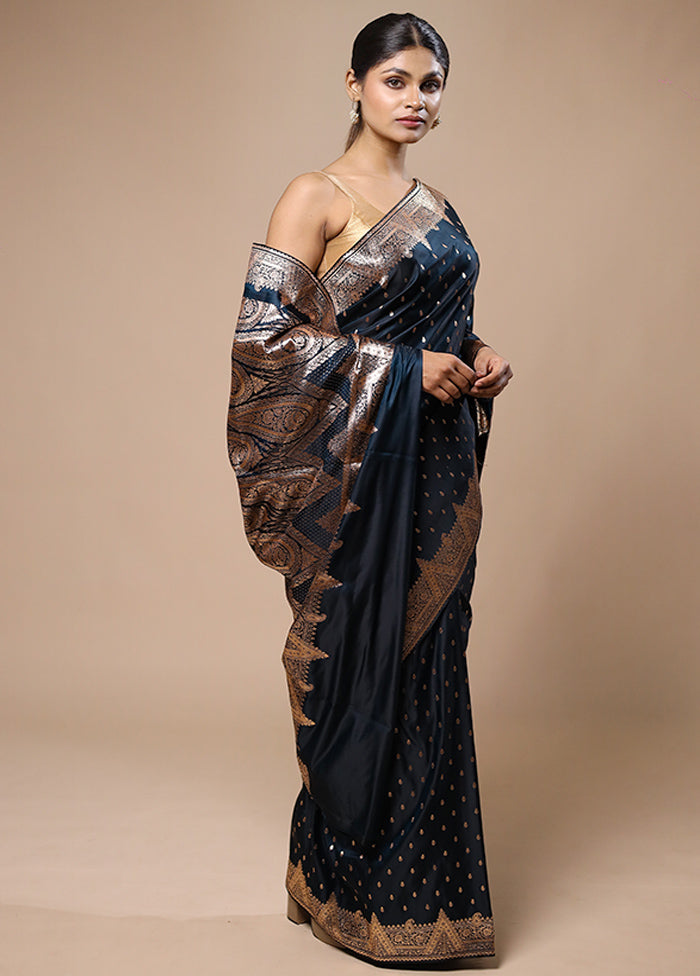 Blue Banarasi Silk Saree With Blouse Piece Discount How Much