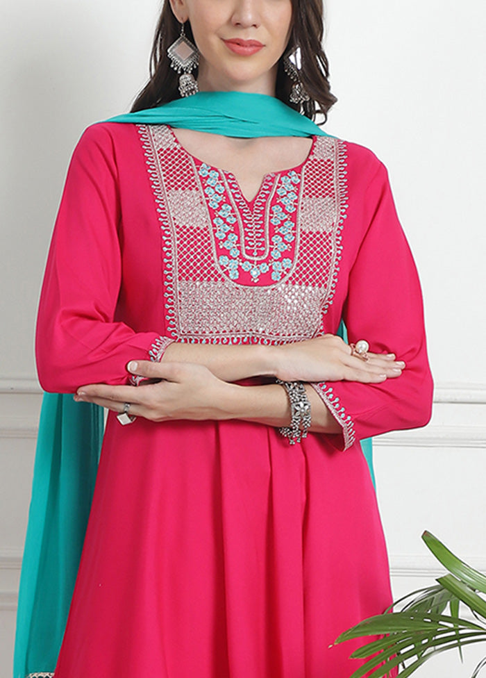 3 Pc Pink Readymade Rayon Suit Set Cheap Sale Sale