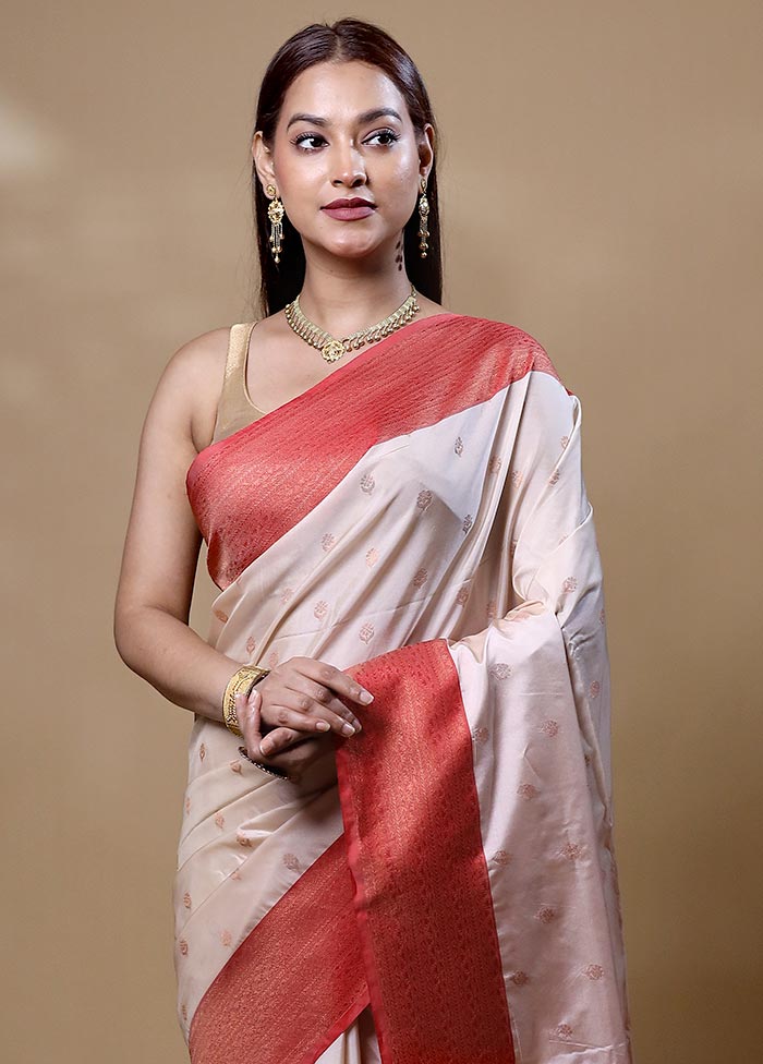 White Dupion Silk Saree With Blouse Piece Big Discount Online