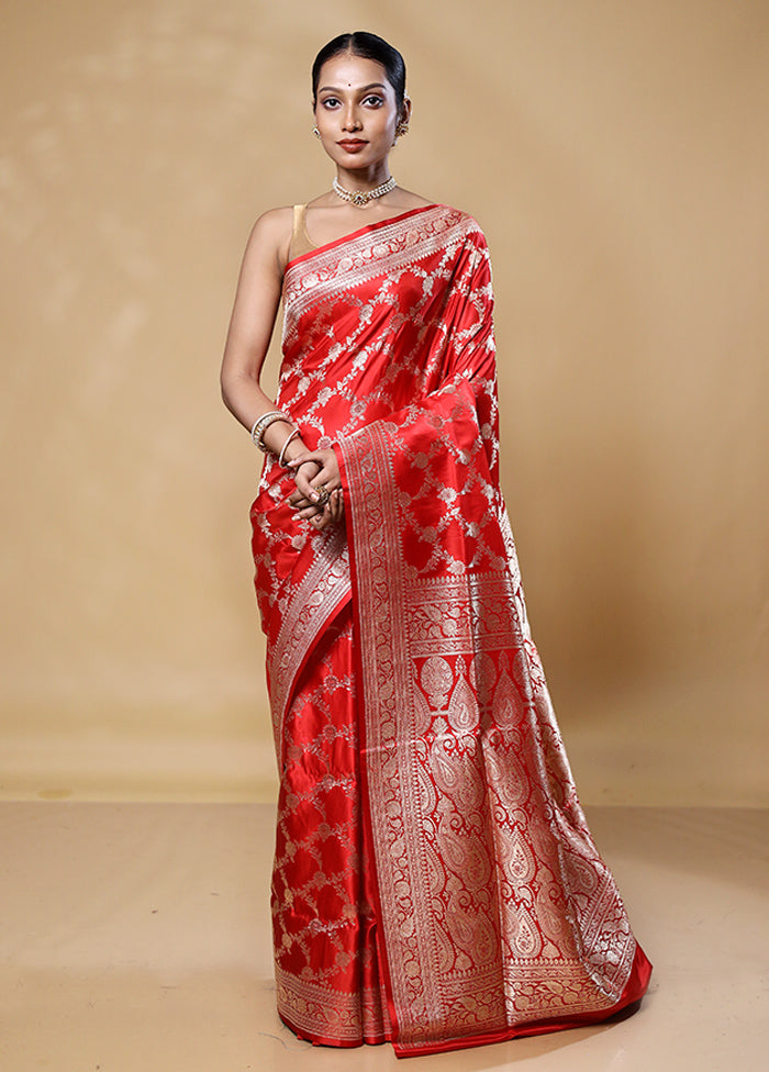 Red Handloom Banarasi Pure Silk Saree With Blouse Piece From China For Sale