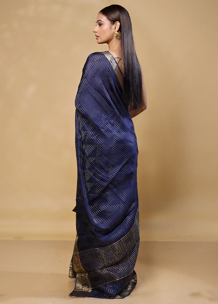 Blue Tussar Silk Saree With Blouse Piece Best Place To Buy Online