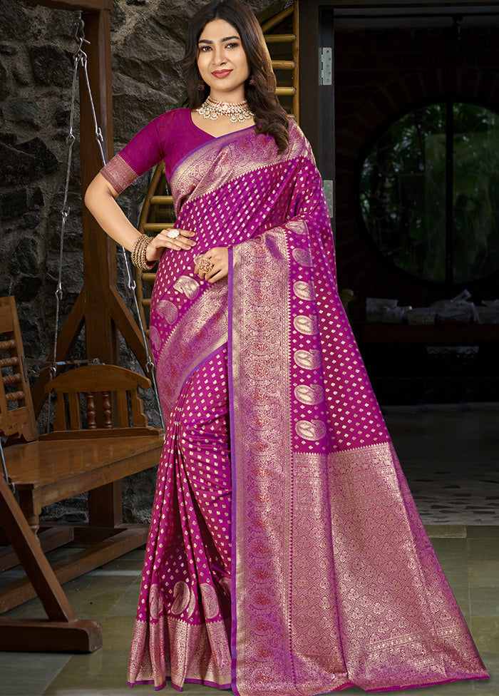 Magenta Spun Silk Saree With Blouse Piece Discount Footlocker Pictures