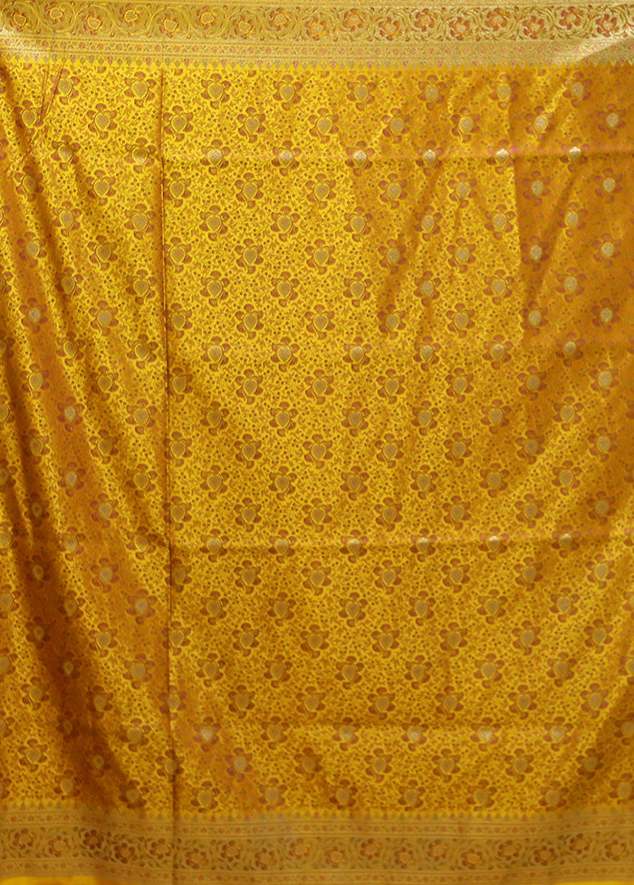 Yellow Handloom Tanchoi Pure Silk Saree With Blouse Piece Discount Best Store To Get