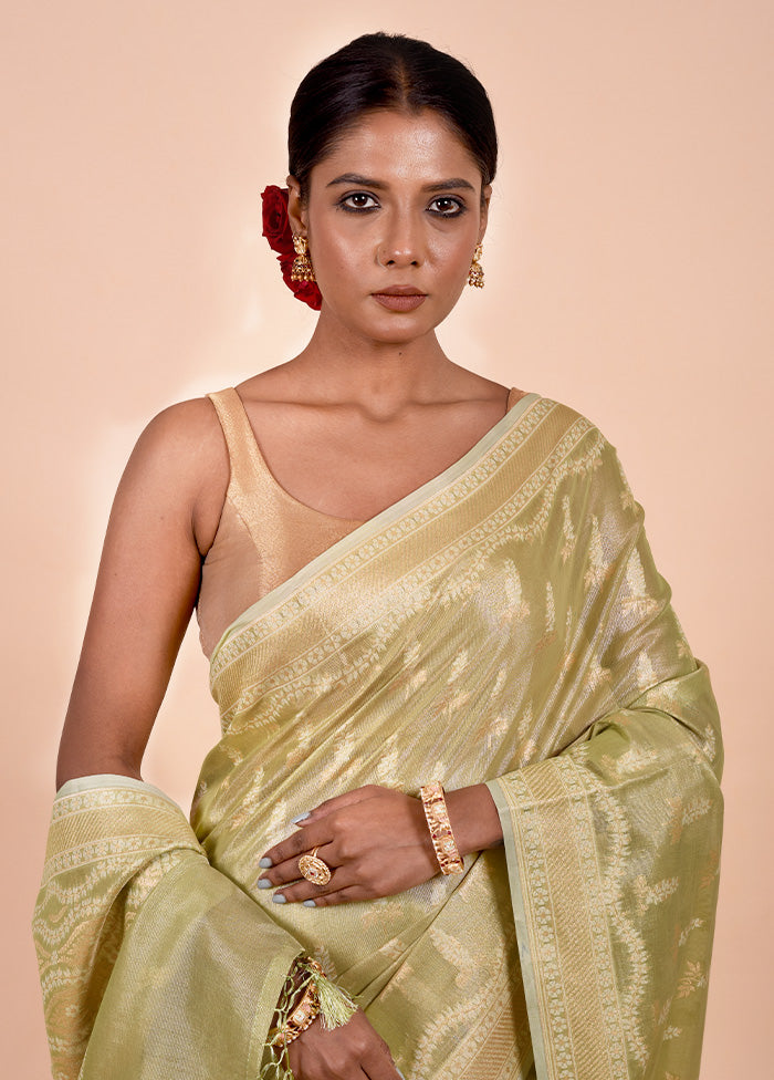 Green Tissue Silk Saree With Blouse Piece Free Shipping Discounts