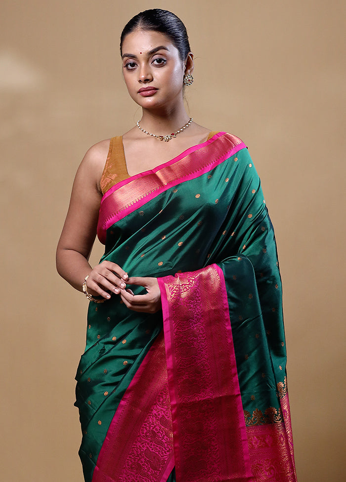 Green Kanjivaram Silk Saree With Blouse Piece Free Shipping Online