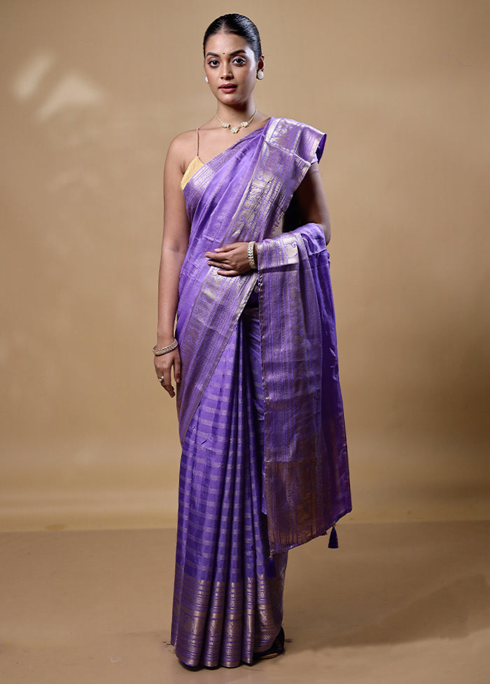 Purple Dupion Silk Saree With Blouse Piece Best Place