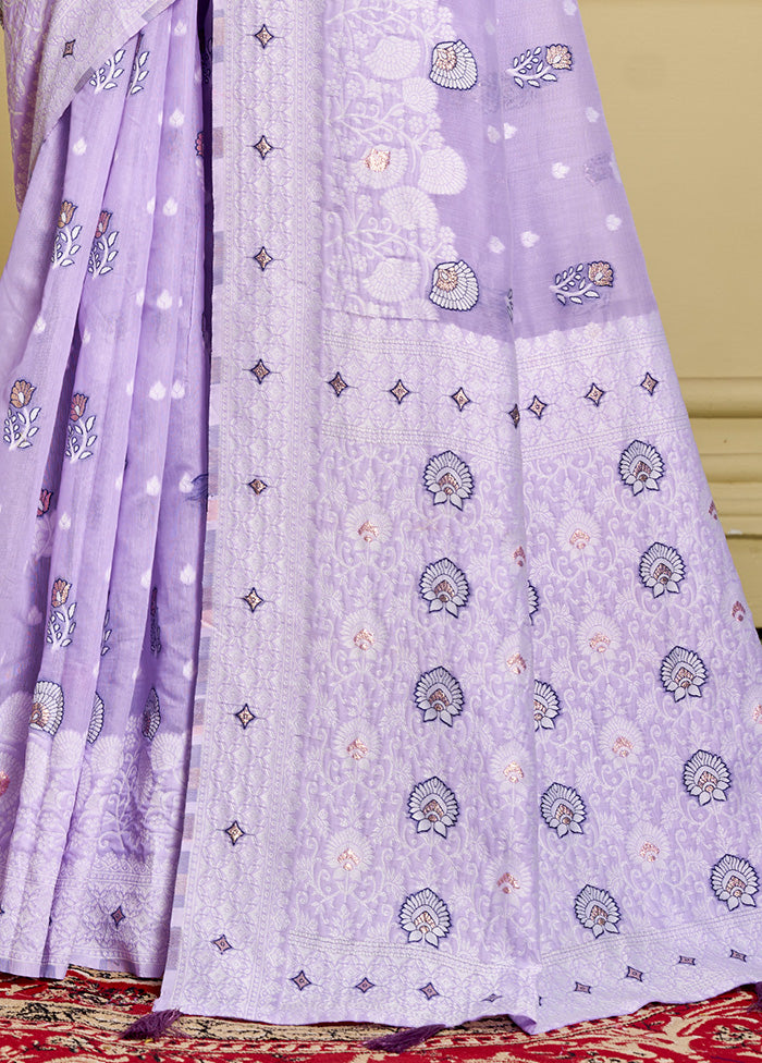 Lavender Cotton Saree With Blouse Piece Sale Browse