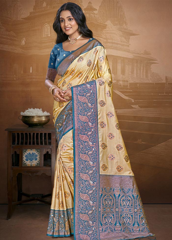 Beige Dupion Silk Saree With Blouse Piece Wholesale Pice Cheap Online