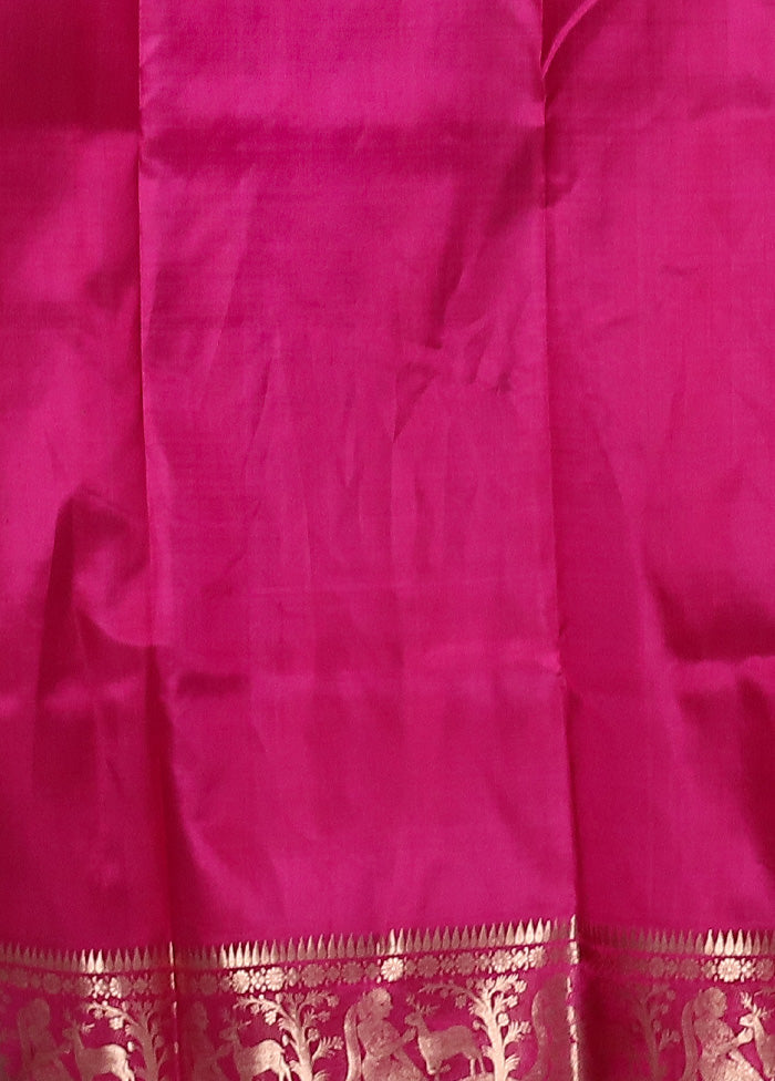 Pink Handloom Baluchari Pure Silk Saree With Blouse Piece Sale Low Pice