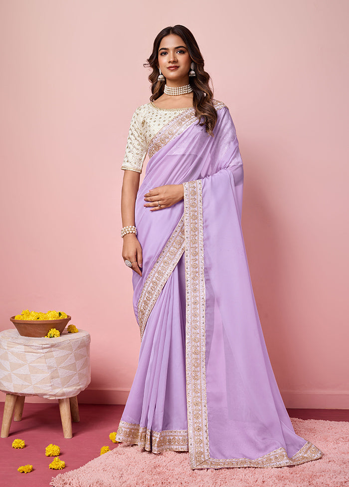 Purple Organza Saree With Blouse Piece Online Online With Mastercard