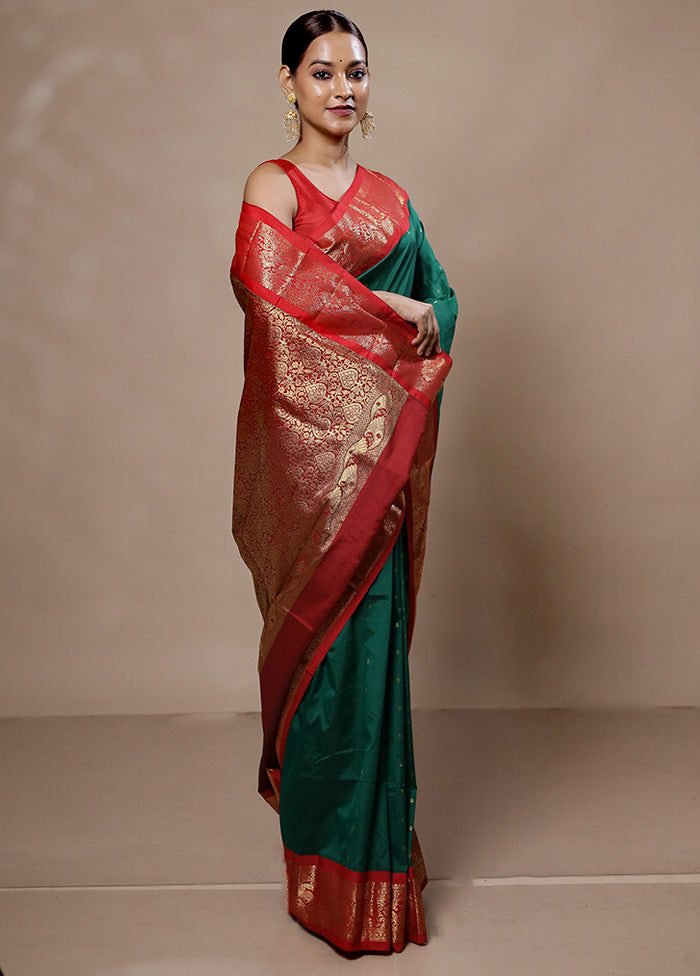 Green Kanjivaram Silk Saree With Blouse Piece Limited Edition Online