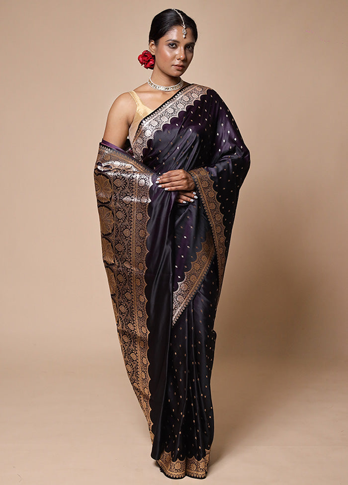 Purple Banarasi Silk Saree With Blouse Piece Buy