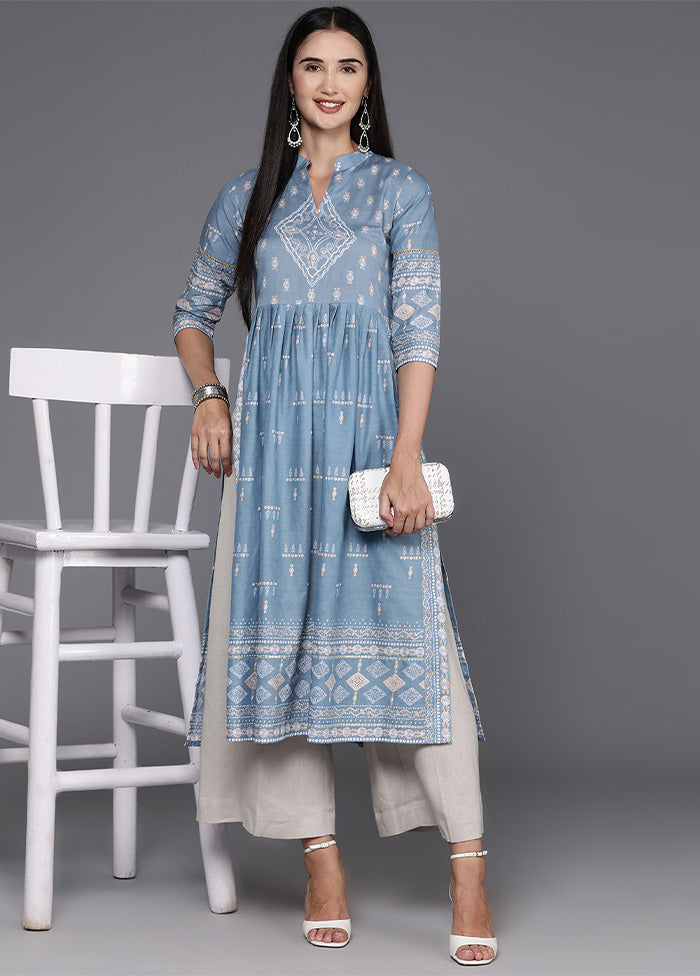 Powder Blue Readymade Cotton Kurti Outlet Online Shop