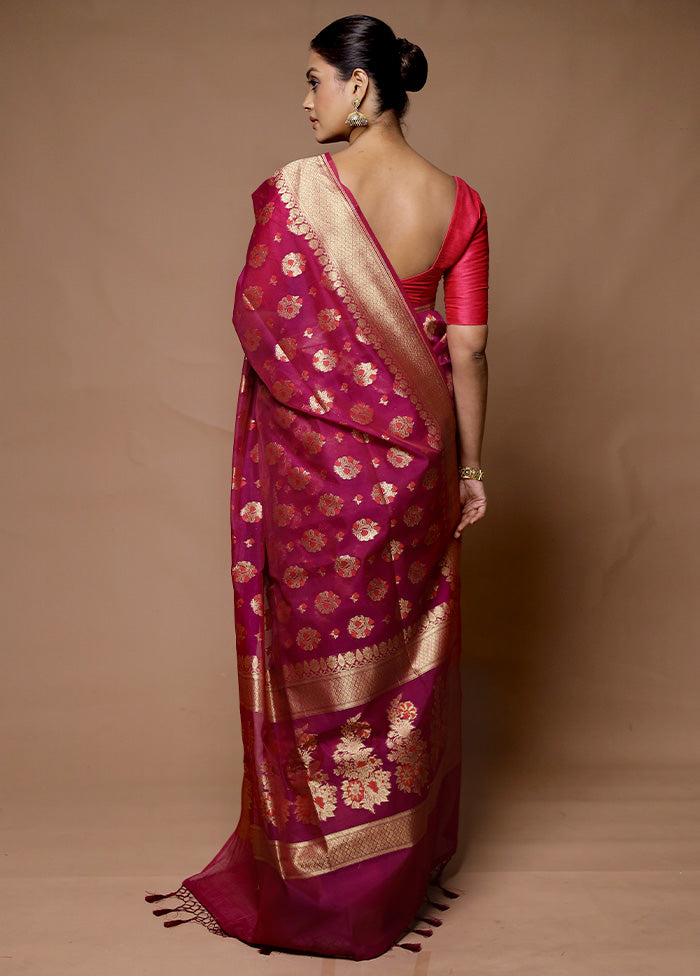 Pink Kora Silk Saree With Blouse Piece Best Place Cheap Pice