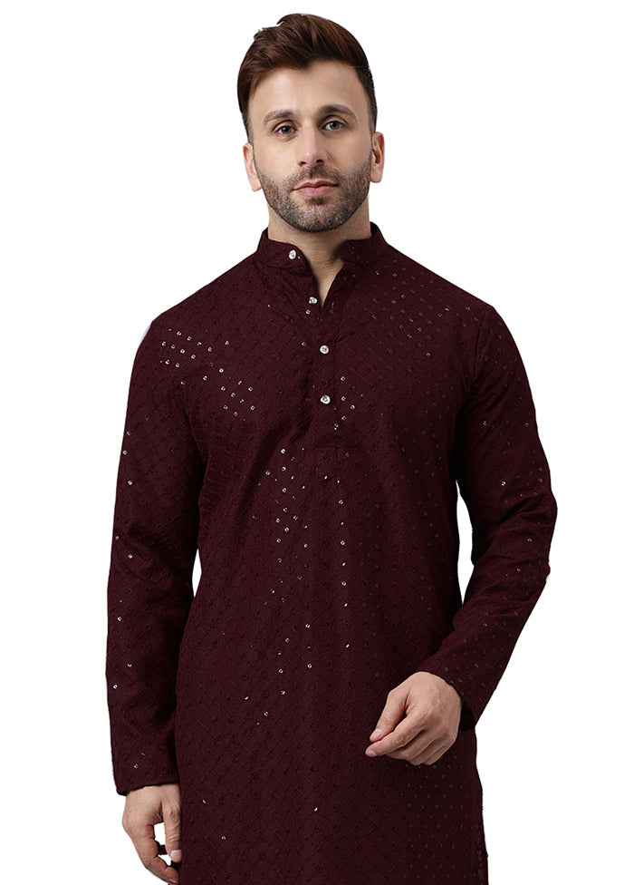 Maroon Silk Embroidered Kurta Cheap Sale Amazon