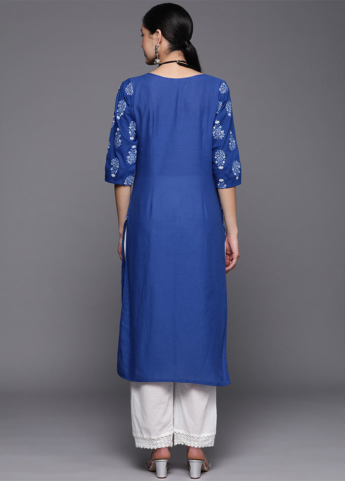 Royal Blue Pure Readymade Cotton Kurti Clearance Footaction