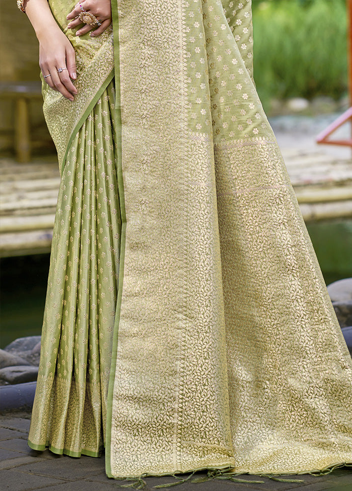 Green Spun Silk Saree With Blouse Piece In China For Sale