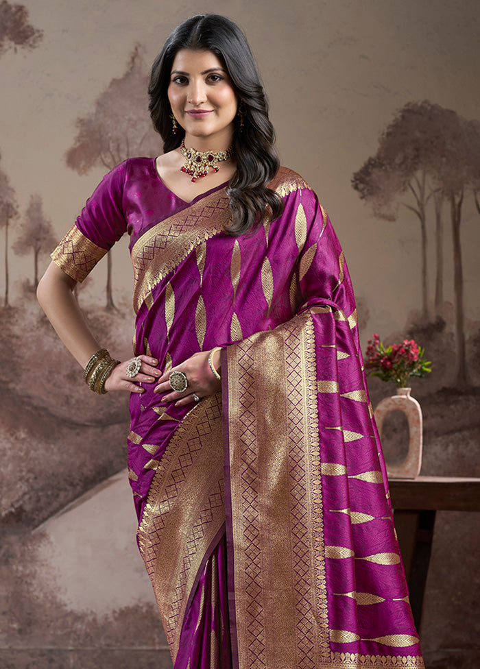 Purple Spun Silk Saree With Blouse Piece Clearance Purchase