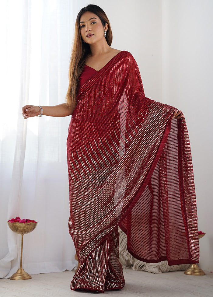 Red Georgette Saree With Blouse Piece Buy Cheap Largest Supplier