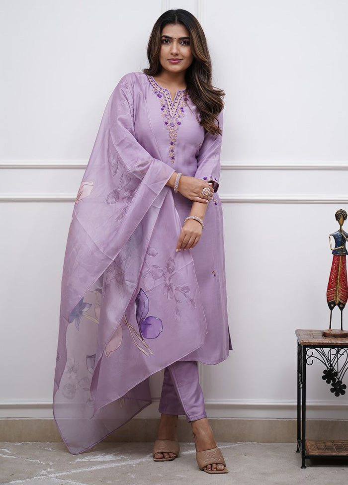 3 Pc Lavender Readymade Rayon Dupatta Suit Set Free Shipping Release Dates