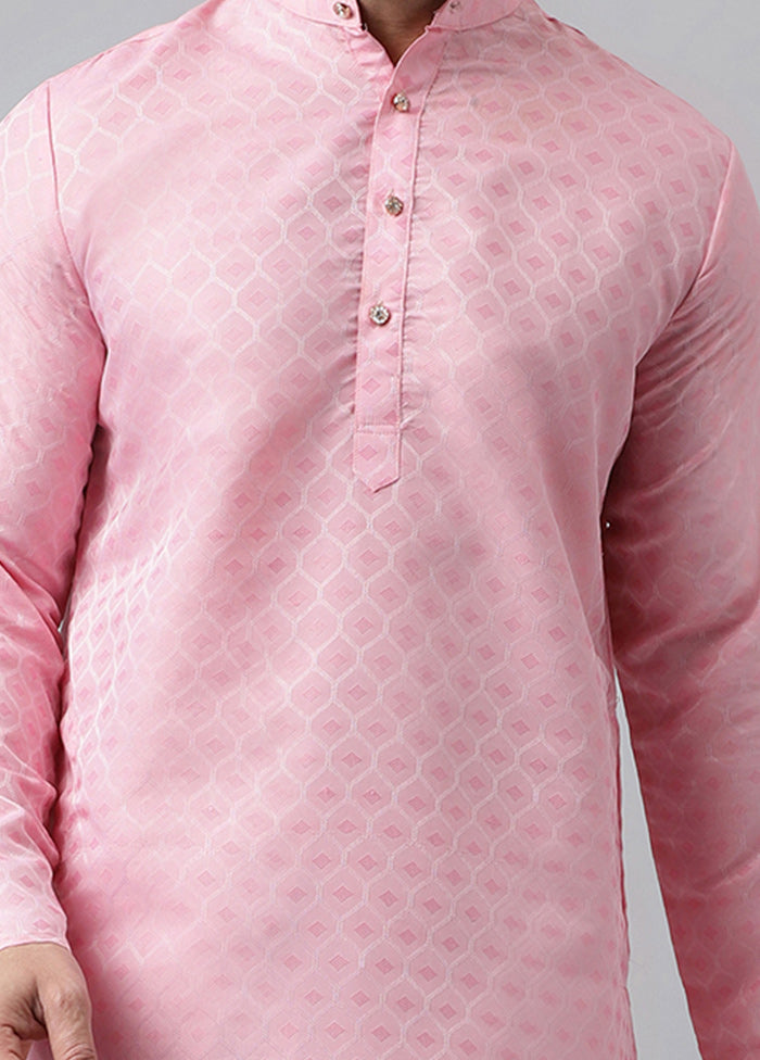 Pink Viscose Jacquard Long Kurta Pices For Sale