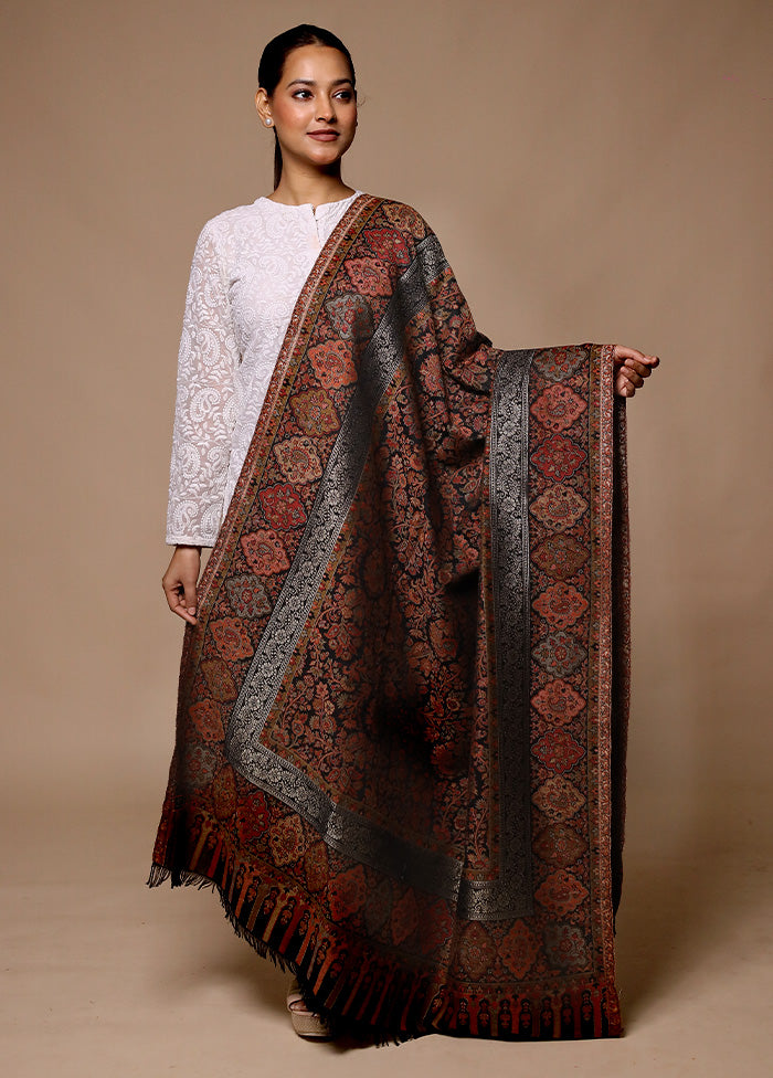 Black Butta Work With Zari Woven Border Shawl Websites For Sale