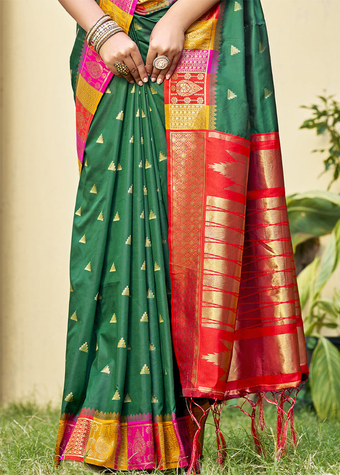 Green Dupion Silk Saree With Blouse Piece Clearance Footlocker Finishline