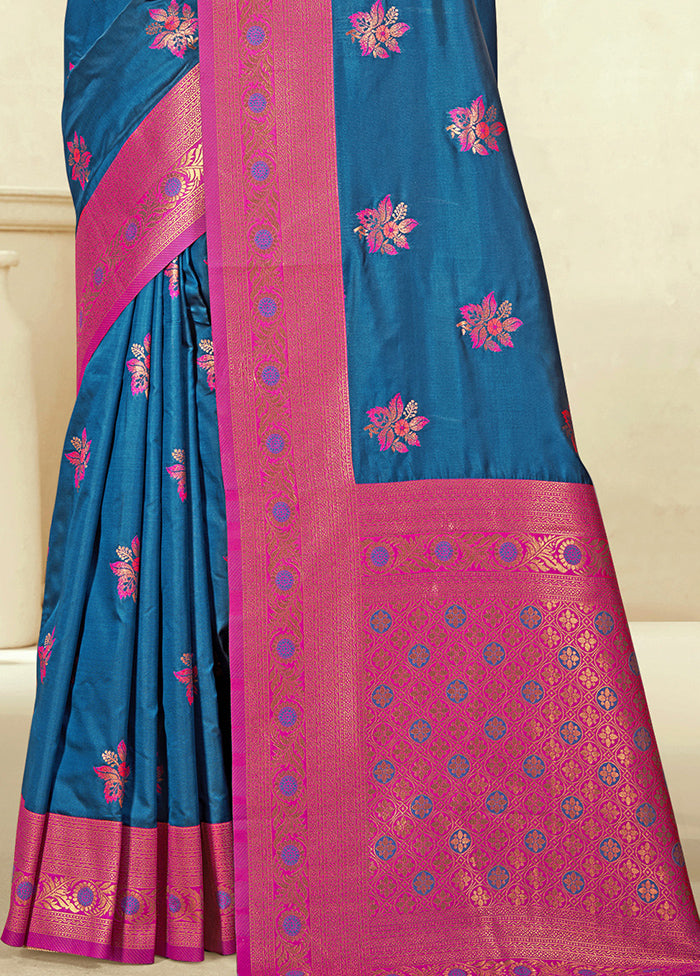 Blue Dupion Silk Saree With Blouse Piece Release Dates