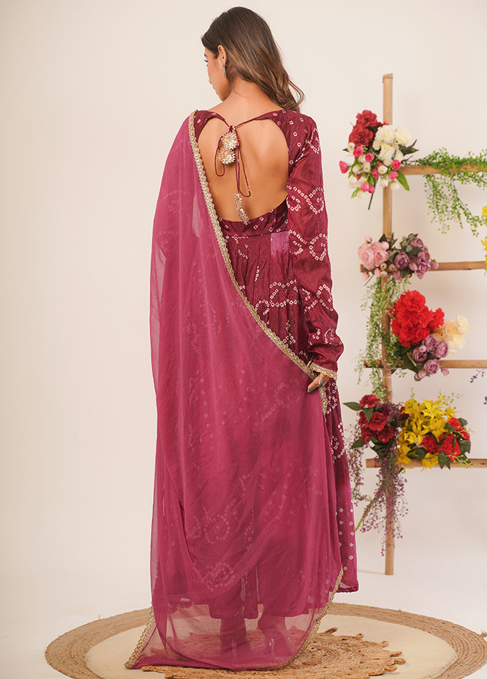 Mauve Pure Silk Indian Dress With Dupatta Discount Brand New Unisex