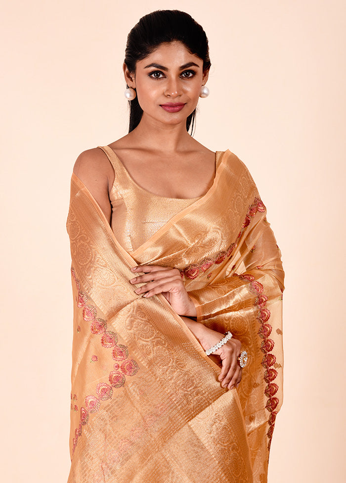 Cream Tissue Silk Saree With Blouse Piece Clearance 2025