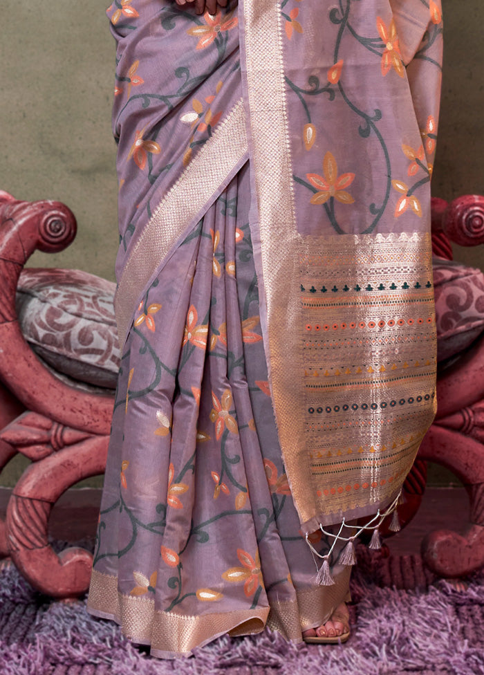 Mauve Cotton Saree With Blouse Piece Order Online