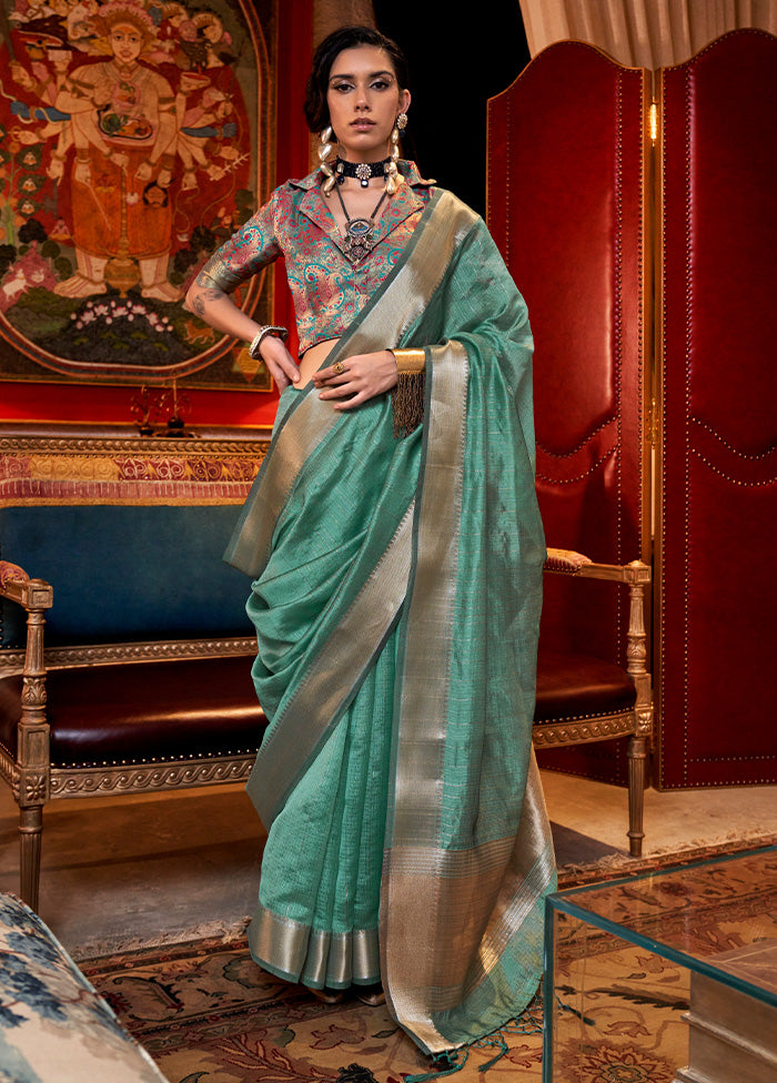 Rama Chiffon Silk Saree With Blouse Piece Shipping Outlet Store Online